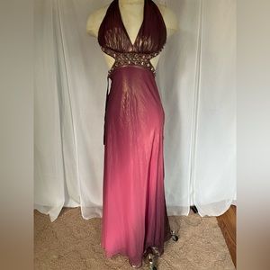 Pink ombré prom gown with large rhinestones size 0